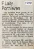 OBITUARY 1990: LAITY, Frank died 1990 age 73 at Penhellia Residential Home, Helston.
Fred Laity worked for many years in the copper mines in South Africa then he and his wife came to live in Porthleven ten years ago. He has two sisters still living in South Africa.