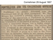 COASTGUARD threatened loss of its Chief Coastguard - Cornishman 29 Aug 1907